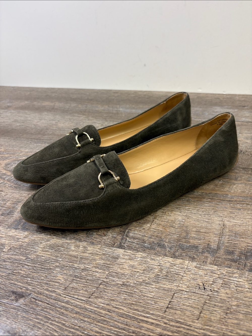 Talbots Olive Green Suede Leather Horsebit Loafers Flats Women’s Size 8.5M